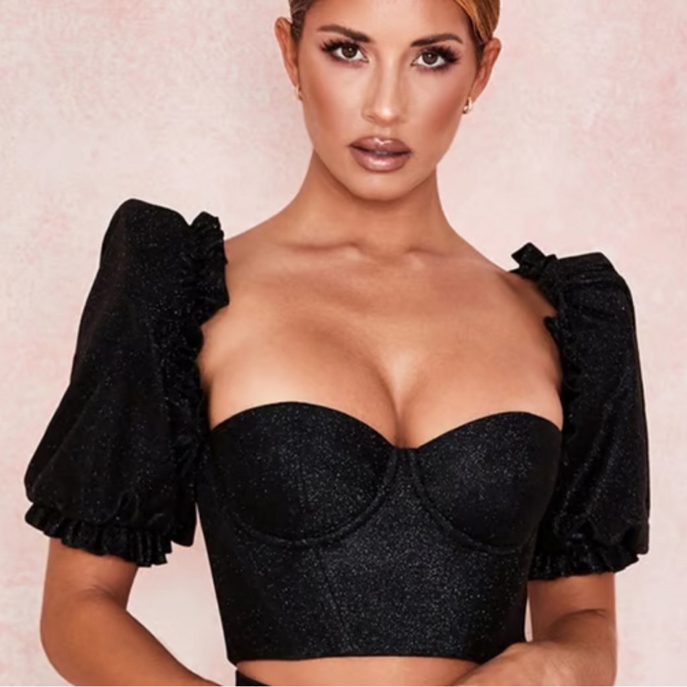 NWOT HOUSE OF CB AMARE BLACK PUFF SLEEVE
CORSET XS